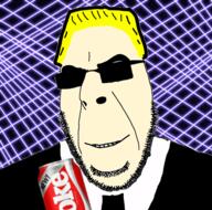 animated clothes coke glasses hair max_headroom necktie smile soyjak stubble suit sunglasses variant:cobson white_skin yellow_hair // 492x488 // 4.7MB