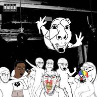 album_cover angry blood brown_skin clean_dance clothes clown crowd dance die_lit eyes_popping full_body glasses hand hands_up irl_background looking_at_you multiple_soyjaks music nosebleed playboi_carti selfish_little_fuck smile spade stubble subvariant:feralrage subvariant:wholesome_soyjak variant:chudjak variant:feraljak variant:fisheyejak variant:gapejak variant:markiplier_soyjak variant:soyak wig // 2000x2000 // 524.1KB