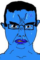 anger_mark angry blue_skin calm crying ear glasses hair soyjak variant:chudjak // 392x590 // 40.0KB