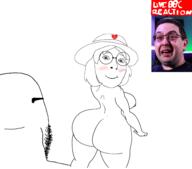 2soyjaks ass back breasts bwc closed_mouth clothes cry eric_butts glasses goy hat heart heart_eyes naked nipple nsfw queen_of_hearts smile soyjak stubble subvariant:female_cobson text variant:cobson // 1446x1271 // 463.4KB