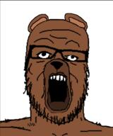 animal bear biz_(4chan) bobo brown_skin ear glasses open_mouth soyjak stubble variant:a24_slowburn_soyjak // 639x766 // 96.1KB
