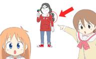 aioi_yuuko anime arrow circle clothes female nichijou open_mouth pointing professor_shinonome shinonome_nano soy_parody soyjak subvariant:soylita variant:gapejak variant:two_pointing_soyjaks // 1102x675 // 419.3KB