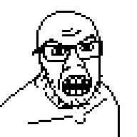 angry animated glasses open_mouth pixel_art soyjak stubble variant:feraljak // 256x256 // 11.6KB