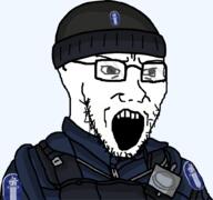 angry beanie clothes finland glasses hat open_mouth police soyjak stretched_mouth stubble tagme_logo variant:soyak // 1009x948 // 123.2KB
