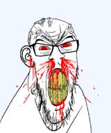 angry blood bloodshot_eyes clenched_teeth cracked_teeth ear glasses mustache red_eyes soyjak stubble template variant:feraljak vein yellow_teeth // 1500x1800 // 94.3KB