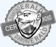 accessory badge closed_mouth diamond ear gem grey smile soyjak stamp stubble text variant:impish_soyak_ears // 761x650 // 285.2KB