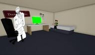 angry bed blood chair clothes computer doctor glasses glowing glowing_eyes glowing_glasses green gun gunshot hair happy music pose roblox schizo soyjak subvariant:dr_soystein table thought_bubble thumbs_up variant:feraljak variant:markiplier_soyjak white_hair // 1226x720, 17.2s // 1.0MB