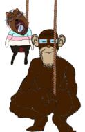 2soyjaks 4chan angry animal bear bobo bobo_the_sharty_janny brown_eyes clothes death ear glasses hanging janny monkey mustache rope soyjak suspenders tranny variant:bernd variant:markiplier_soyjak // 338x526 // 88.8KB