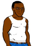 belt black_skin carl_johnson closed_mouth clothes fit_(4chan) glasses grand_theft_auto grand_theft_auto:_san_andreas hair sleeveless_shirt smile smug soyjak stubble swole variant:soyak // 1248x1504 // 44.7KB