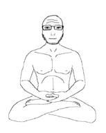 buddha closed_mouth full_body glasses sitting smile soyjak stubble subvariant:lawrence variant:markiplier_soyjak // 715x900 // 44.9KB
