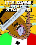 bbc blacked brown_skin dead death hanging italian_flag italy its_just_getting_started janny multiple_soyjaks nazism open_mouth queen_of_spades shadowmario soybooru suicide swastika variant:a24_slowburn_soyjak variant:bernd variant:chudjak yellow_skin // 736x914 // 254.6KB