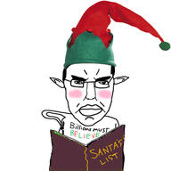 blush book christmas christmas_elf elf elf_ears millions_must_die naughty_list pen pointy_hat soyjak subvariant:chudjak_front variant:chudjak // 3464x3464 // 936.6KB