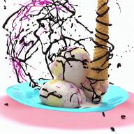artificial_intelligence chocolate cone hair hanging ice_cream plate purple_hair stable_diffusion syrup tranny variant:bernd // 832x832 // 852.7KB