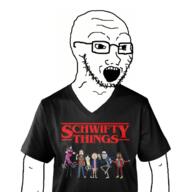 animated arm clothes gif glasses open_mouth rick_and_morty shaking soyjak stranger_things stubble text tshirt variant:classic_soyjak // 680x680 // 225.0KB