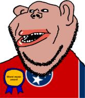 amerimutt award black_sclera brown_skin clothes country_music ear flag flag:tennessee lips music mutt open_mouth soyjak state stubble subvariant:impish_amerimutt tennessee text united_states variant:impish_soyak_ears // 685x793 // 55.8KB