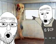2soyjaks arm clothes glasses hand irl_background mustache open_mouth pointing scp-173 scp_foundation soyjak statue stubble variant:two_pointing_soyjaks // 480x379 // 237.4KB
