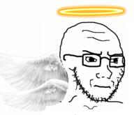 angel clothes concerned frown glasses halo hat soyjak stubble variant:classic_soyjak wing // 540x464 // 160.4KB