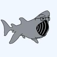 animal basking_shark fin full_body glasses open_mouth shark soyjak stubble tail variant:unknown // 1600x1600 // 41.8KB