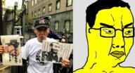 angry asian cap chud clothes donald_trump glasses hair happy_merchant hat holding_object holding_objects irl irl_background japan japanese_politics judaism nazism penis picture soyjak tshirt yellow_skin // 919x499 // 704.7KB