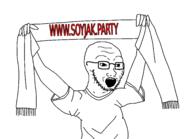 animated clothes dance excited gif glasses open_mouth scarf soyjak soyjak_party stubble text tshirt variant:classic_soyjak // 2502x1817 // 245.1KB