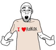 arm clothes ear glasses hand heart i_love open_mouth pointing roblox soyjak stubble tshirt variant:shirtjak // 618x559 // 34.1KB
