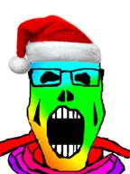 bones christmas colorful glasses gradient open_mouth rainbow santa_hat skeleton skull soyjak variant:markiplier_soyjak // 598x800 // 251.4KB