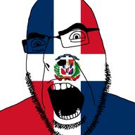 angry book country cross dominican_republic flag flag:dominican_republic glasses open_mouth shield soyjak spanish_text spear stubble variant:cobson // 721x720 // 50.5KB