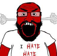 angry balding beard clothes fume glasses hair i_hate red_skin soyjak tshirt variant:science_lover // 800x789 // 162.5KB