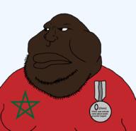 angrygoy_(user) aryan award black_skin closed_mouth countrywar ethnic_war fat flag flag:morocco morocco obese soyjak stubble transparent_background variant:meximutt // 888x849 // 21.7KB