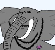 animal ear elephant grey_skin smile soyjak stubble trunk tusk variant:impish_soyak_ears // 803x720 // 58.5KB
