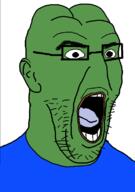 clothes ear frog glasses green_skin open_mouth pepe soyjak stubble tongue variant:imhotep // 537x765 // 33.1KB