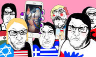 anime bant_(4chan) bbc clothes country flag futa glasses greece hair hinanawi_tenshi holding_object hungary judaism kaenbyou_rin nsfw painted_nails phone poland punisher_face queen_of_spades soyjak star_of_david stubble touhou tranny united_states variant:alicia variant:feraljak variant:gapejak video_game // 1024x612 // 546.0KB