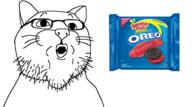 animal cat ear glasses nas open_mouth oreo oreo_review_show soyjak stubble swedish_fish variant:unknown whisker // 938x524 // 188.6KB