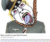 bloodshot_eyes cap clothes crying glasses hair hanging hat military_cap nazism open_mouth rope soyjak stubble suicide swastika text tongue variant:bernd wikipedia yellow_hair // 880x752 // 435.4KB
