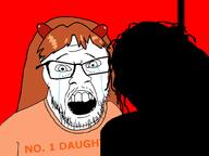 2soyjaks alternate anime asuka brown_hair clothes crying evangelion glasses long_hair mother mustache neon_genesis_evangelion open_mouth rope silhouette soryu_asuka_langhley soyjak stubble suicide text tragedyjakking tshirt variant:bernd variant:feraljak // 1000x750 // 111.8KB