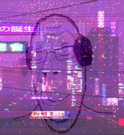 animated byonbyon closed_mouth glasses irl_background music poyopoyo smile sound soyjak stubble subvariant:nucob vaporwave variant:cobson video // 988x1080, 8.8s // 11.9MB