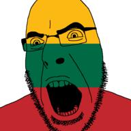angry country flag glasses lithuania open_mouth soyjak stubble variant:cobson // 721x720 // 11.2KB