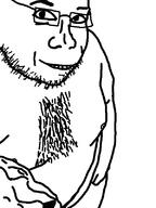 arm body_hair clothes fat glasses ruggarell smile soyjak stubble variant:unknown // 600x800 // 16.2KB