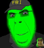 badge cap clothes federal_bureau_of_investigation glasses glowie glowing green_skin hat smile soyjak stubble suit sunglasses text variant:cobson // 775x849 // 327.0KB