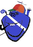 closed_mouth clothes flag glasses hat pipe propeller_hat scotland smile soyjak stubble variant:impish_soyak_ears // 640x894 // 124.3KB