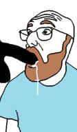 arm beard blowjob clothes cum glasses nsfw open_mouth penis soyjak tshirt variant:unknown // 222x380 // 7.3KB