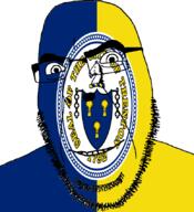 auto_generated blue capital flag glasses looking_at_you new_jersey open_mouth smile soyjak state stubble trenton united_states variant:cobson white yellow // 775x849 // 229.9KB