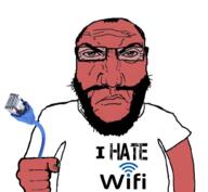 angry arm balding beard cable closed_mouth clothes fist glasses hair hand holding_object i_hate punisher_face soyjak subvariant:science_lover technology text tshirt variant:markiplier_soyjak wifi // 1017x935 // 464.0KB