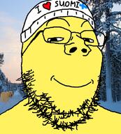 2soyjaks animal asian beanie bear bloodshot_eyes clothes country crying finland flag glasses hat i_love irl_background open_mouth small_eyes smile soyjak stretched_mouth stubble variant:gapejak yellow yellow_skin // 642x712 // 334.2KB