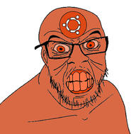 clenched_teeth linux logo oran orange_eyes orange_skin ubuntu variant:feraljak wrinkles // 913x900 // 378.7KB