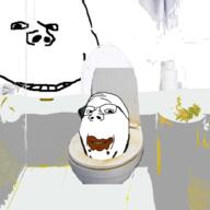 2soyjaks bathroom eating glasses inside_object irl merge no_eyebrows piss poop smile soyjak stubble toilet variant:impish_soyak_ears variant:wholesome_soyjak // 1000x1000 // 333.2KB