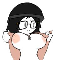 blush booba breasts closed_mouth clothes female flashing glasses hair hand long_hair marvel meta:pornographic_content necklace nsfw oekaki redraw smile soy soyjak soylent the_avengers tits variant:soytan // 1177x1239 // 186.3KB