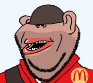 clothes ear helmet lips mcdonalds open_mouth soldier_(tf2) stubble subvariant:impish_amerimutt team_fortress_2 variant:impish_soyak_ears // 800x718 // 26.8KB