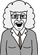 clothes female glasses grey_hair necktie open_mouth smosh soyjak variant:unknown // 438x638 // 14.3KB
