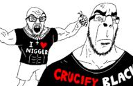 2soyjaks abs angry black_shirt buff bug christianity closed_mouth clothes drawing glasses holding_object i_heart_nigger necklace nigger oekaki open_mouth stubble text total_nigger_death variant:cobson variant:feraljak // 3000x1948 // 49.9KB